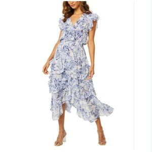 Misa Los Angeles Blue and White Maxi Dress